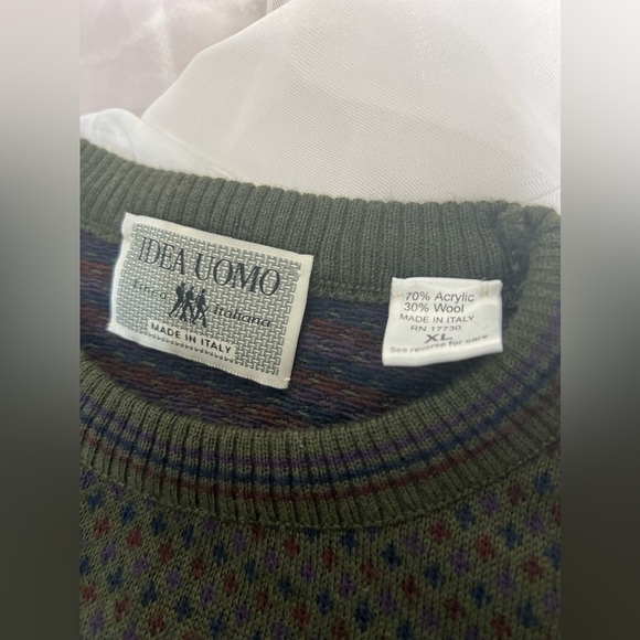 Vintage Idea Uomo Sweater Mens Extra Large Green Knit Merino Wool Blend - Picture 7 of 9